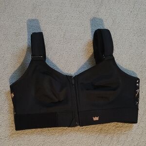 Shefit Black & Gold Front-Zip Black Sports Bra